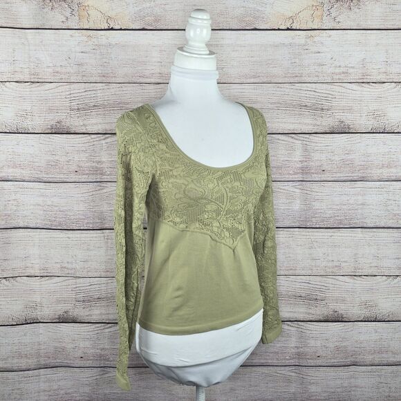 Anthropologie Eyelet Long Sleeve Boat Neck Compression Top NWT Small - Picture 6 of 8